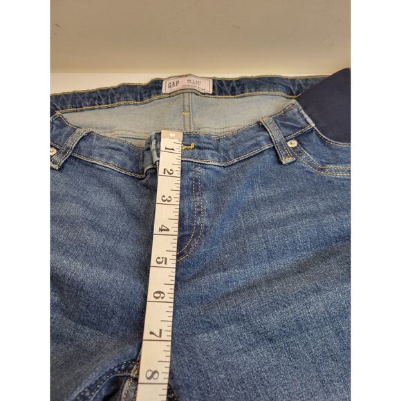 NWT Gap Maternity Jeans Blue Denim Straight Leg Whiskers Women's Size 30/10R - Picture 5 of 12